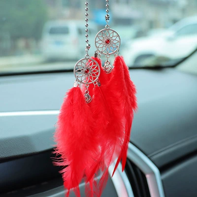 Feather Dream Catcher Car Car hanging - big-red-feather-dream-catcher
