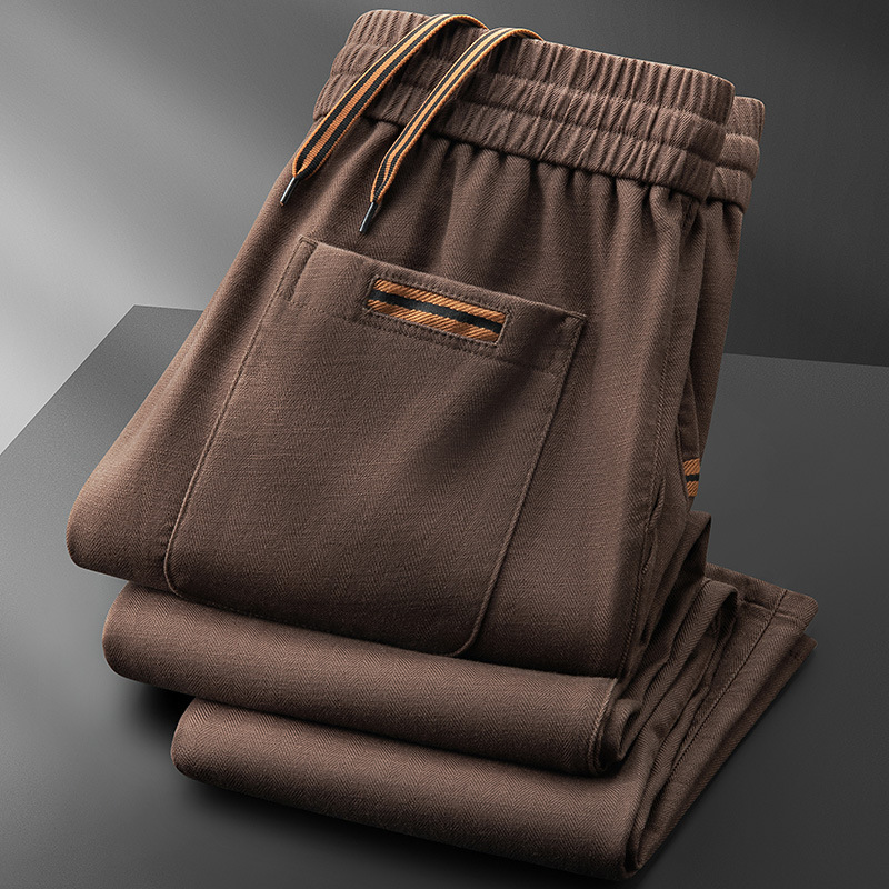 Relaxed-fit, old-money style, men's casual pants made of Lyocell linen, thick and warm for autumn, slightly loose, versatile straight-leg long pants Relaxed-fit, old-money style, men's casual pants made of Lyocell linen, thick and warm for autumn, slightly loose, versatile straight-leg long pants
