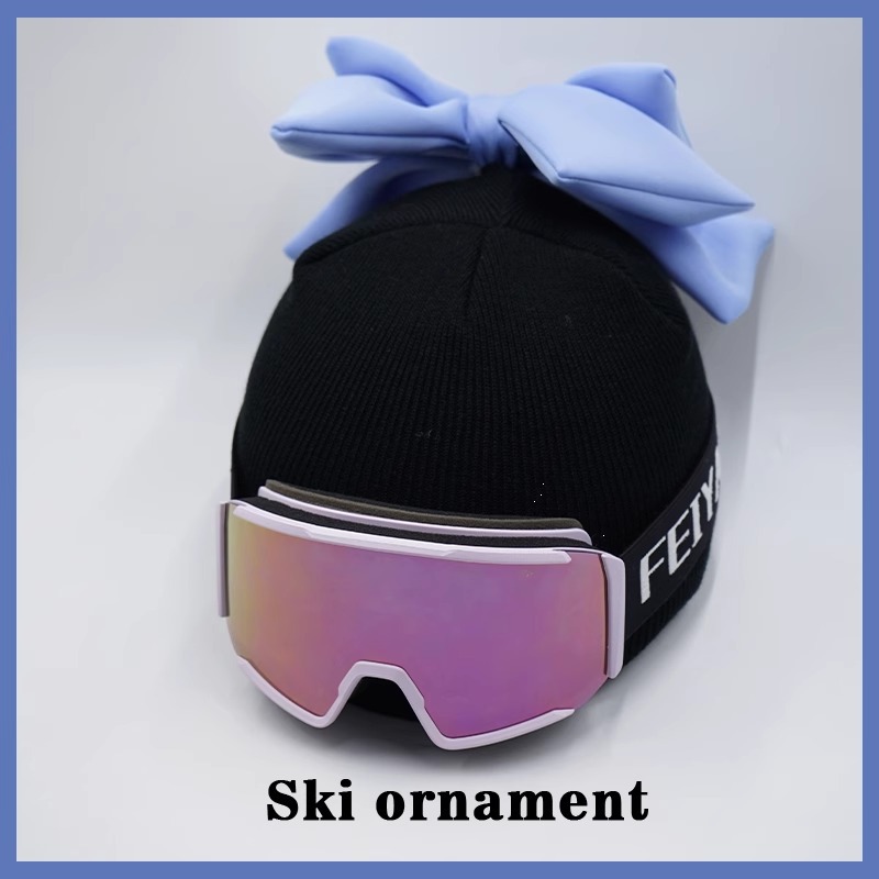 Ski Hat Helmet Cover Cute Creative Light Blue Double Layer Bow (Auto Parts and Accessories) - light-blue-double-layer-bow-helmet-cover-only