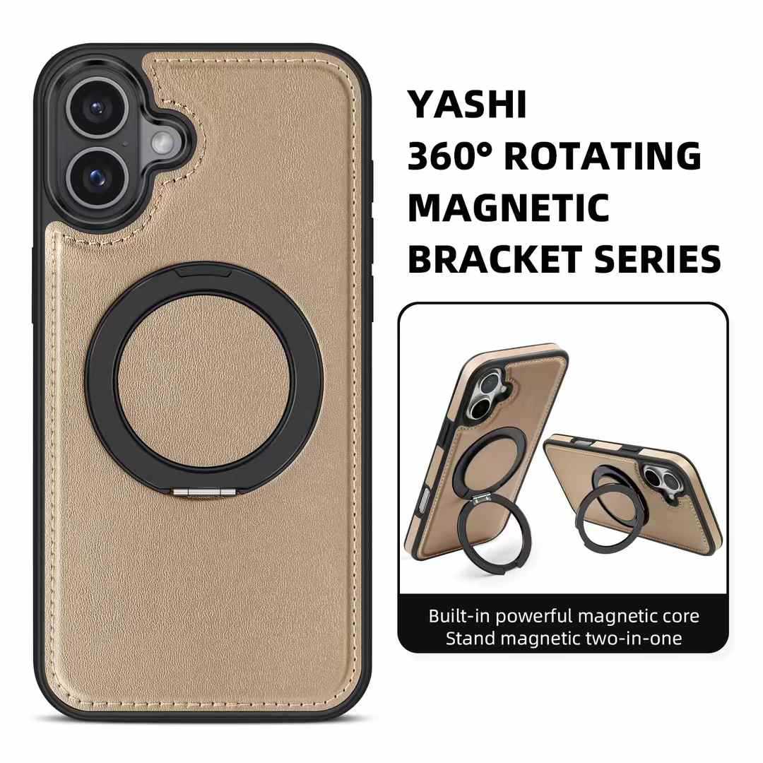 Jasper 360 soporte de succión giratoria cubierta de cuero para iPhone16E de cuero de alto nivel para teléfonos de negocios Apple 15