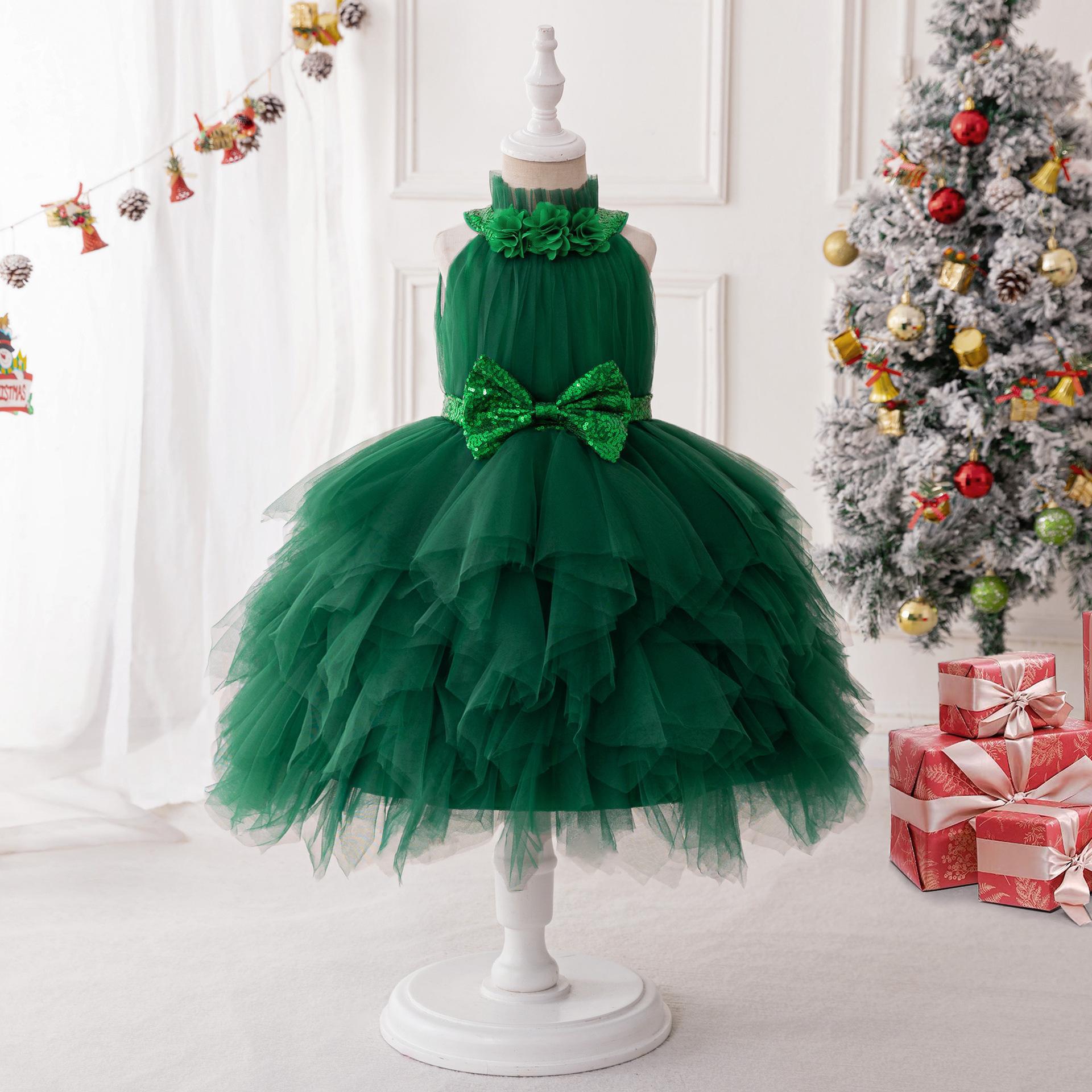 Europa y América Navidad vestido de niña vestido de red vestido de desfile vestido de gala vestido de niña vestido de noche vestido nuevo vestido de princesa