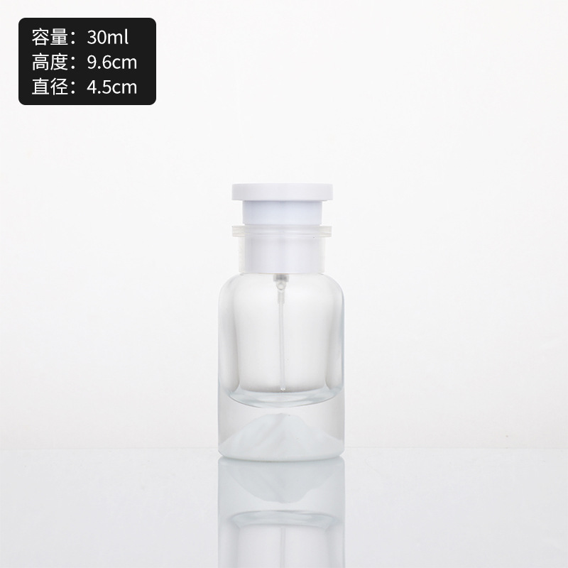 Botella de perfume de vidrio de alta calidad de 50ml botella vacía de marca con botella de aerosol de aceite esencial botella de cosméticos