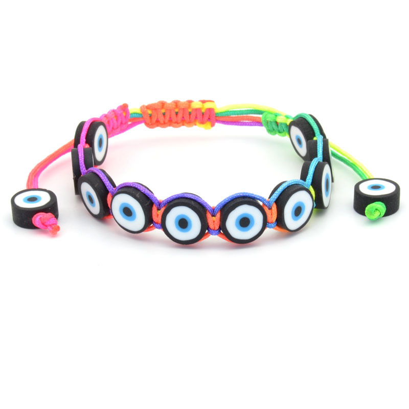 Cross-border Party European and American jewelry soft ceramic piece Devil's Eye bracelet fashionable eye hand-woven bracelet rope