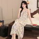 New Nightgown Women's Spring and Summer plus size Cotton Silk dress Style Long Dress Loose and Comfortable Outer Wear Home Clothes