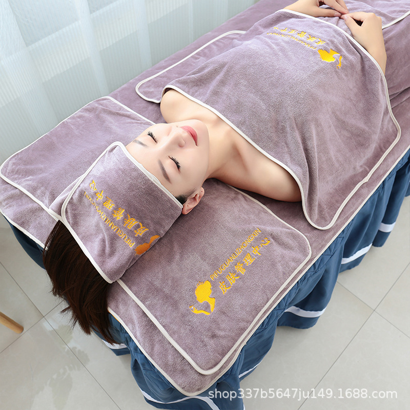 Microfiber towel for beauty salons, head towel, pillow cover, bed sheet with hole, bath towel, custom logo for massage shops Microfiber towel for beauty salons, head towel, pillow cover, bed sheet with hole, bath towel, custom logo for massage shops