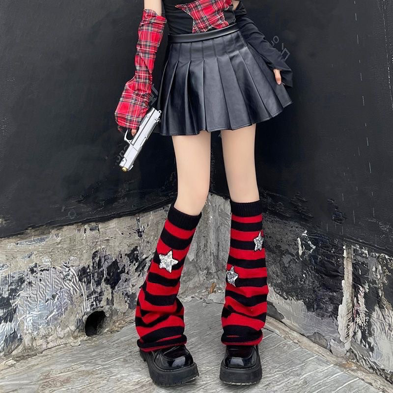 星星针织堆堆袜小腿袜白色腿套亚文化袜套辣妹显瘦ins风美腿袜套|undefined