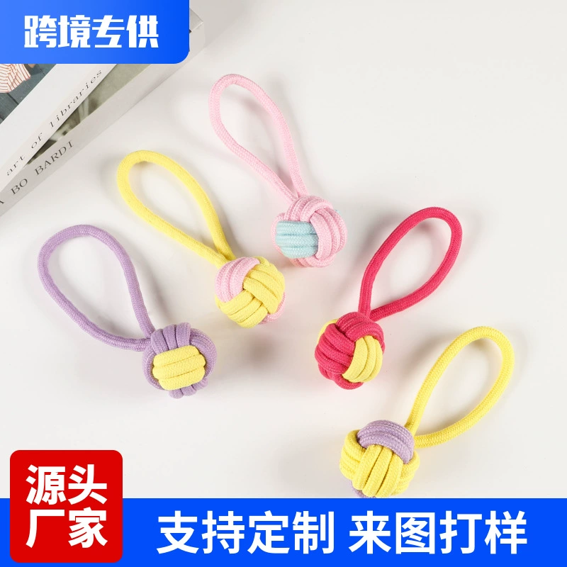 Игрушка для животных: хлопковый канат с одинарным мячиком, игрушка-узелок для собак пород бишон и померанский шпиц, интерактивная игрушка для вытягивания и подвешивания, товары для животных