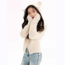 超好看女童针织开衫水貂绒上衣毛衣外套2025新款儿童冬季百搭加厚