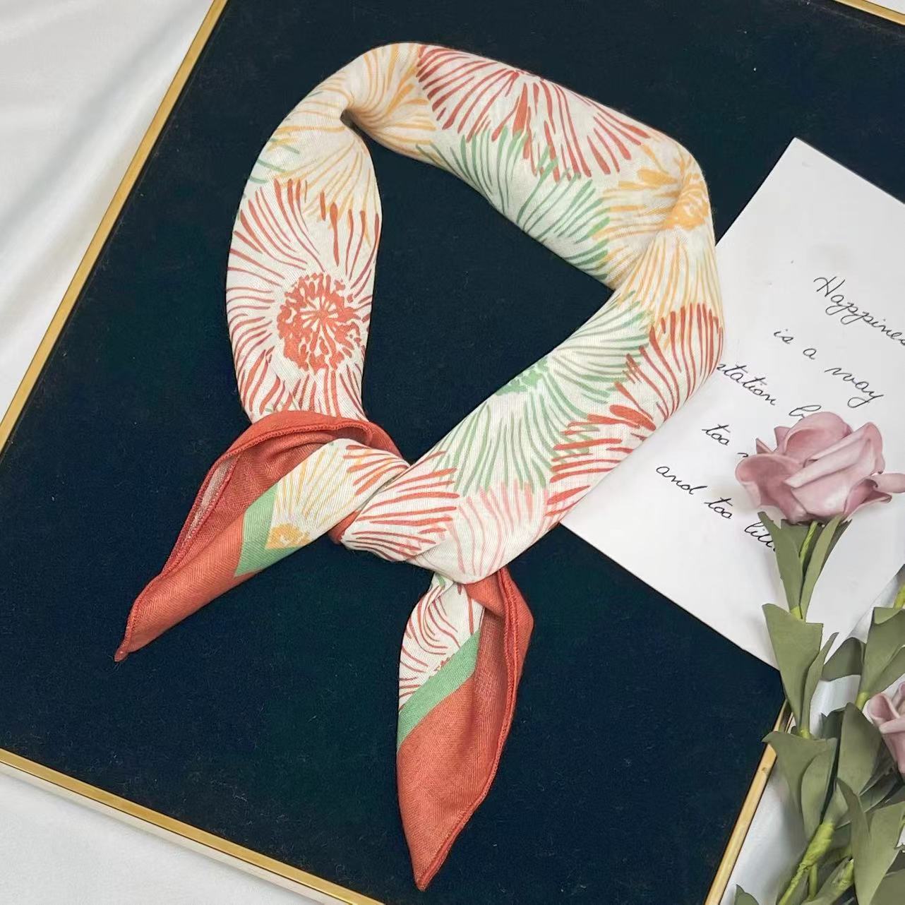 60g Weight Kerchief Classification Daily Occasion cotton and linen Material Flower Pattern Summer Season Women's Gender IG Style Style Women's IG Style Flower Cotton And Linen Kerchief 13