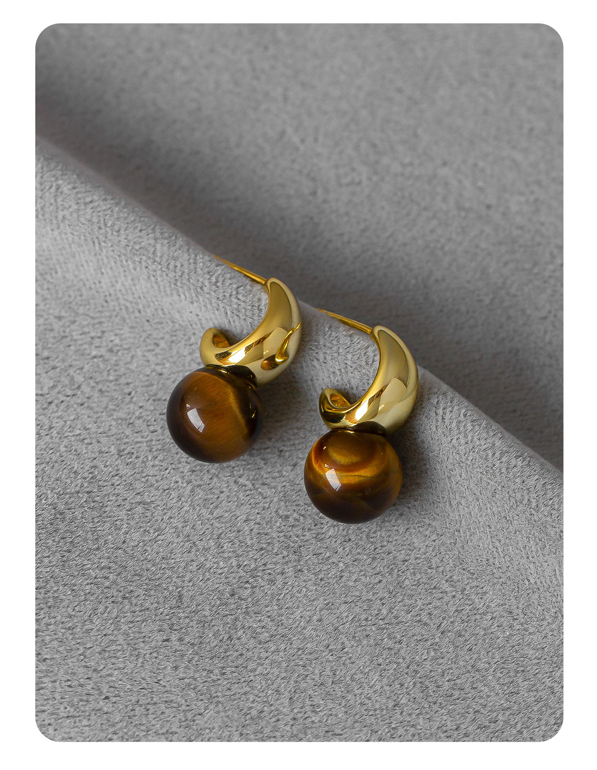 Geometric Pattern 1 Pair Vintage Style Classic Style Geometric Plating Tiger Eye Brass Ear Studs