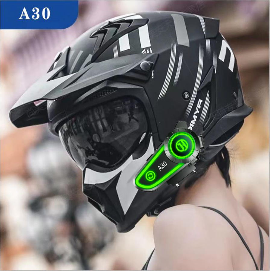 Suitable for Hengjiang-A30 Motorcycle Helmet Bluetooth Headset Takeaway Rider Full Helmet Half Helmet Waterproof Long Battery Life Me