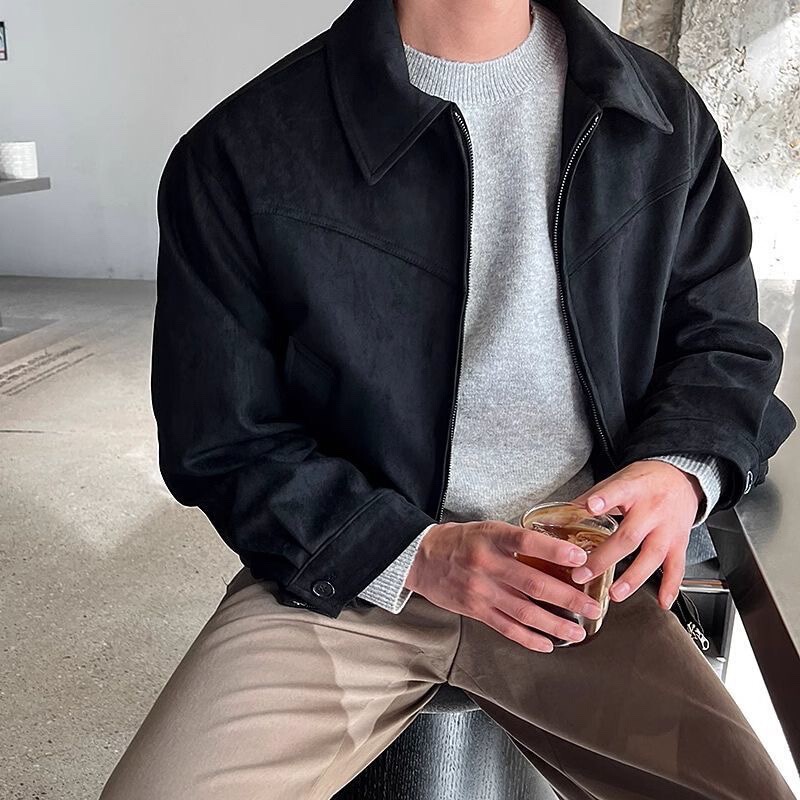 Fried Street Jacket High-grade Fan Men's Brown brown Trendy Brand Lapel Jacket Internet Popular High-grade Spring and Autumn All-match Men's Top