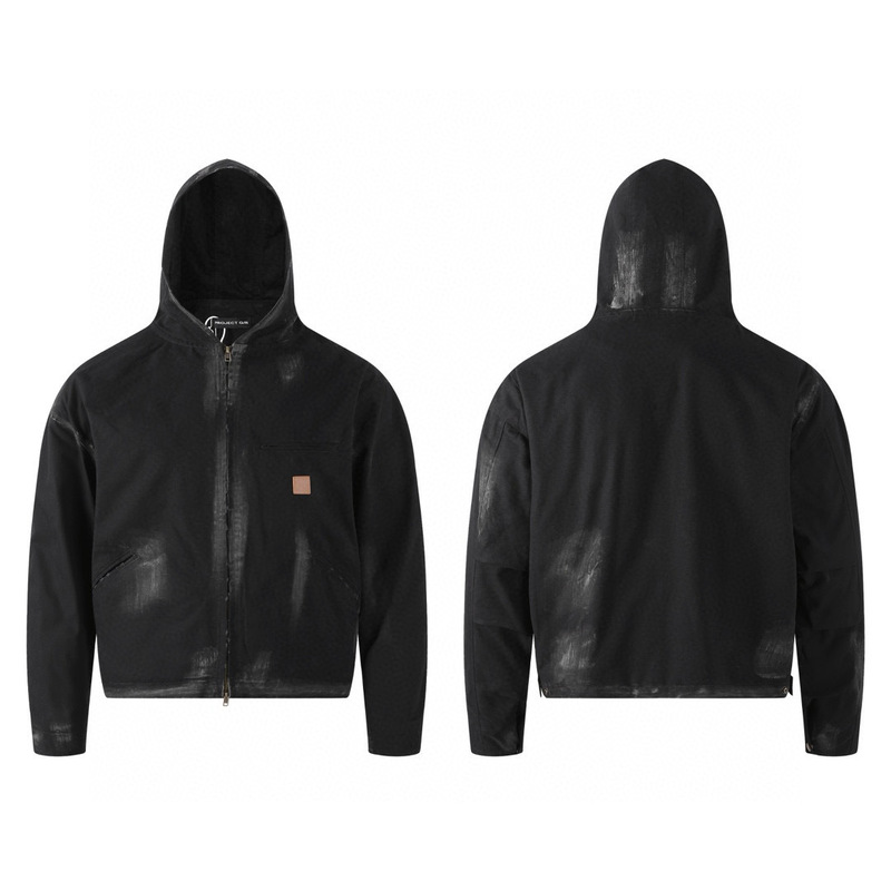 Grailz Washed Heavy-Duty Vintage Carhartt-Style Hooded Mud-Dyed Jacket Cleanfit Workwear Cotton Coat Men's Jacket