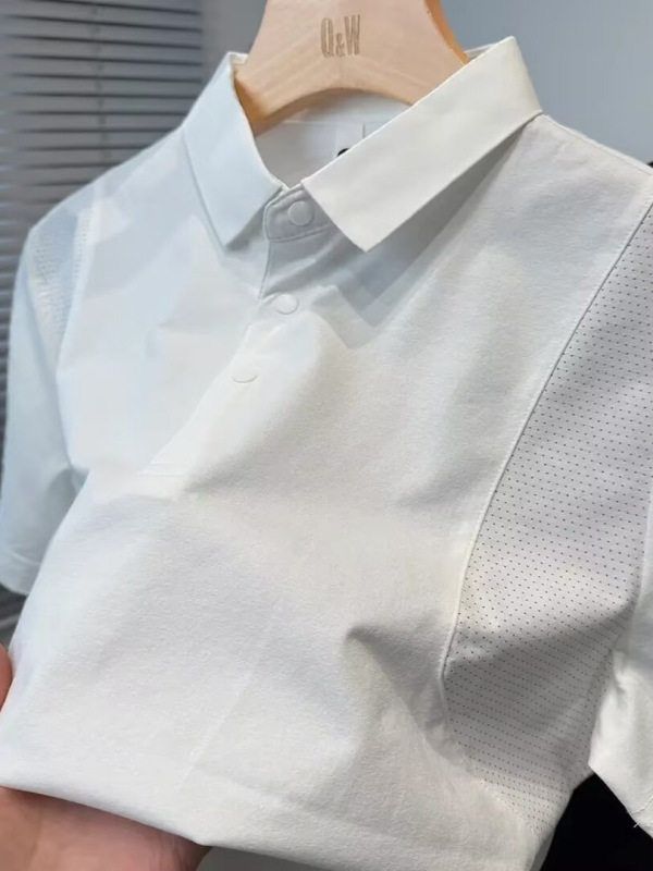轻熟风拼接翻领polo衫男夏季韩系穿搭高级感休闲t恤潮牌男生短袖|undefined