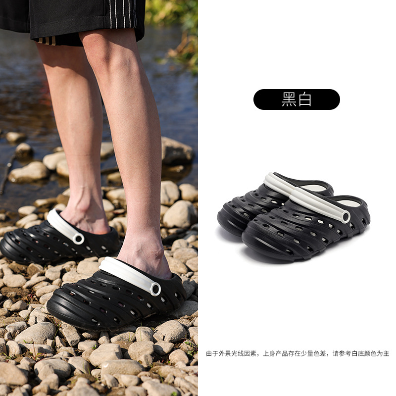 2025 nuevo estilo de suela gruesa moda juvenil transpirable playa con agujeros zapatos casuales de eva para hombre comercio exterior al por mayor transfronterizo