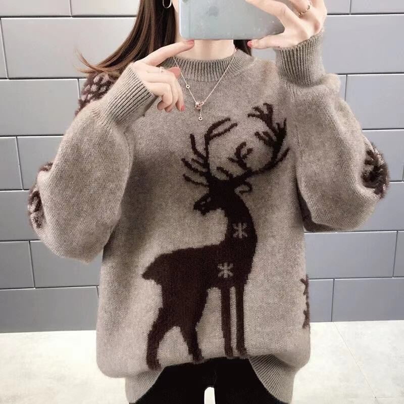 Clearance Sale: 2025 Thickened Fleece-Lined Sweater, New Christmas Autumn/Winter Loose-Fit Pullover Knit for Women Clearance Sale: 2025 Thickened Fleece-Lined Sweater, New Christmas Autumn/Winter Loose-Fit Pullover Knit for Women