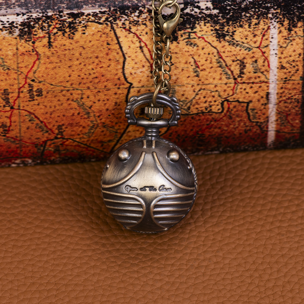 Small Bronze Pumpkin Ball Small Wings Pocket Watch Flip Eye Ball Quartz Watch Hanging Watch
