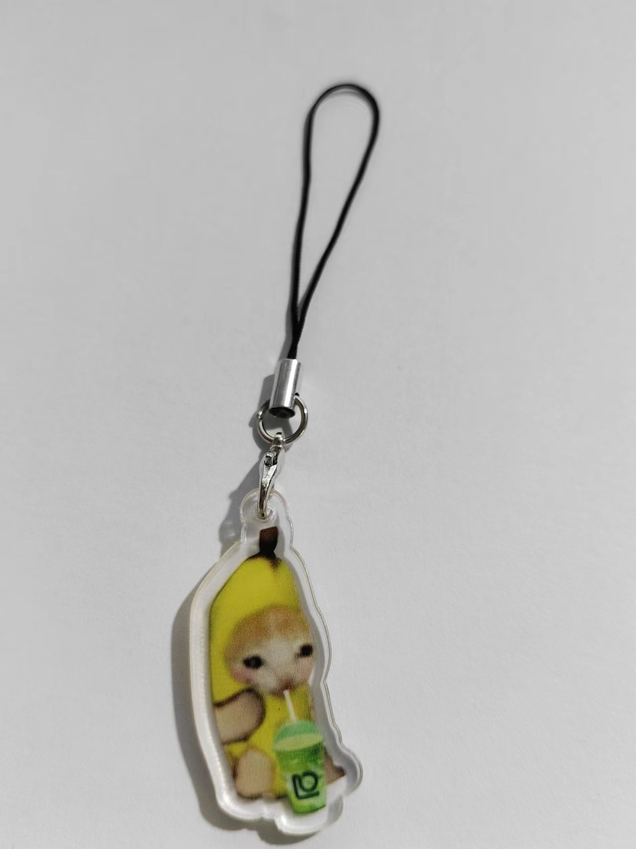 녹색 병 바나나 고양이 3.5cm 휴대 전화 로프