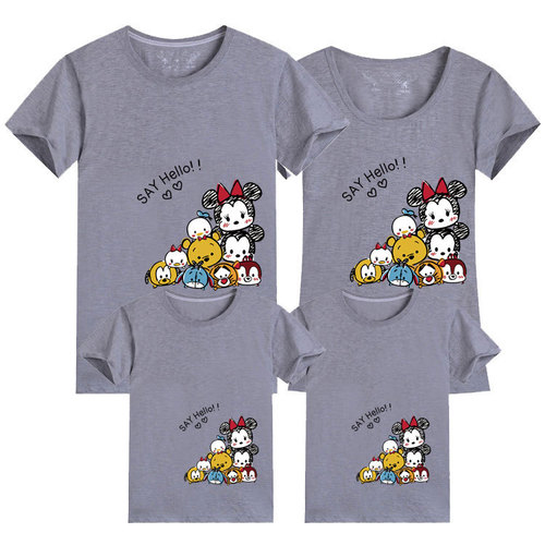 Mickey parent-child short-sleeved clothing for a family of three or four when traveling, western-style family clothing, kindergarten activity class clothing, mother-daughter clothing T