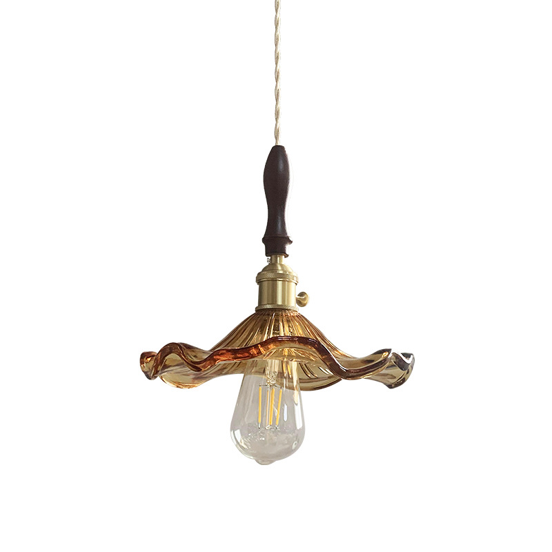 Nórdico simple japonés retro restaurante pasillo balcón Bahía ventana luz Internet celebridad hoja de loto flor cristal lámpara colgante