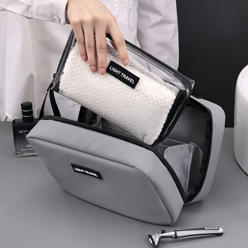 Bolso de lavado nuevo transfronterizo para hombres en viajes de negocios, bolsa de cosméticos de viaje de gran capacidad de separación seca y húmeda de alta gama, bolsa de almacenamiento impermeable