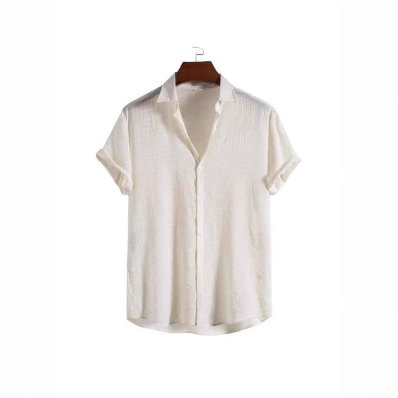 European and American Cross-Border Popular Rayon Shirts for Men, Fashionable Solid Color Shirts, Dark Grid Short-Sleeved Men's Shirts for Men