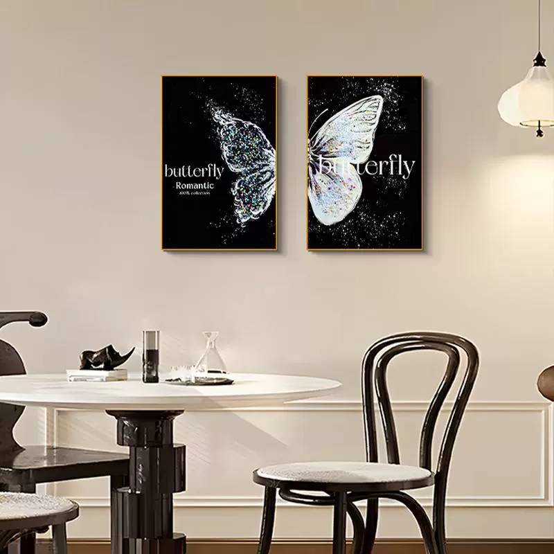 Новая французская элитная гостиная, двухчастная декоративная картина, диван с изображением счастливой бабочки, подвесная картина, картина для спальни, прикроватная картина с бабочкой 4060