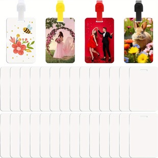 32Pcs Blank Sublimation Aluminum Luggage Tag Set Including Colorful Lanyard DIY Production Suitcase Decoration