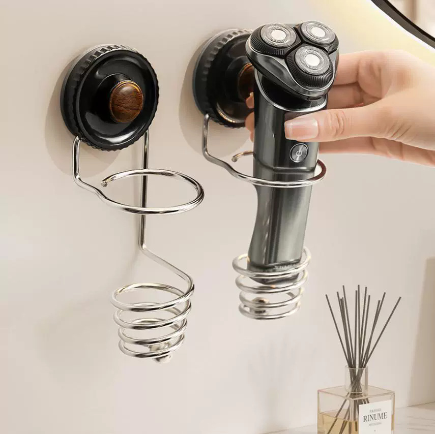 Hole-Free Suction Cup Bathroom Stainless Steel Storage Rack Electric Shaver Comb Beauty Instrument Wall Storage Rack