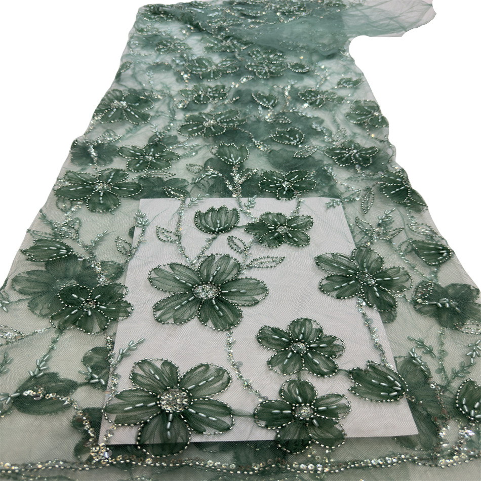 Lujo ligero vestido de boda vestido de moda esquinilla tubo de perlas bordado tela de bordado tridimensional comercio exterior transfronterizo spot bordado