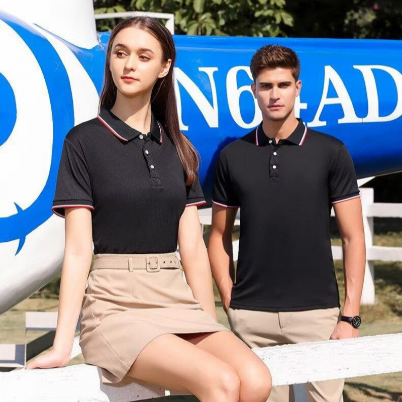180g 100% Polyester Fiber Ice Ion Two-tone Collared Short-Sleeve Casual Polo, Customizable for Men and Women, Versatile Casual Wear