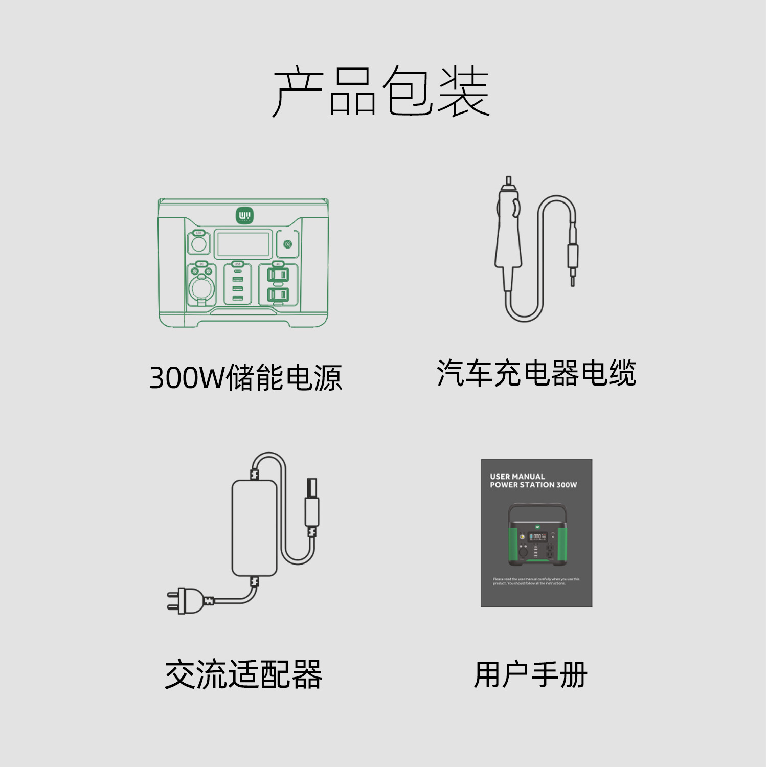 BYGD美规户外储能电源便携式移动大容量供电应急车载家用电源300W