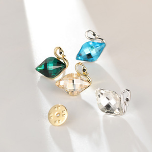 Foreign trade export alloy Swan anti-light buckle Crystal small brooch high-grade small collar needle stab needle live New