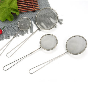 Long -handed oil grid thickened oil mesh stainless steel colander dregs filtering kitchen frying 2 yuan wholesale