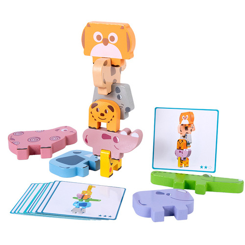 Animal balance stacking high children's educational building blocks Jenga balance building baby early education 0.5 building block toys
