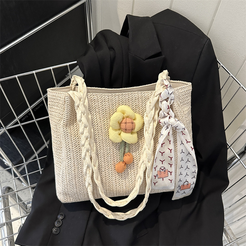Verano nuevo estilo occidental bolsa casual paja bolso de gran capacidad 2023 verano nuevo estilo temperamento axila bolsa de mano