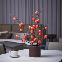 High-realistic fruit 9 fruits mini peach persimmon fruit long branch living room decoration wealth fruit persimmon good fortune artificial flower ornament