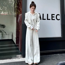 秋冬高级感时尚女生休闲套装小香风两件套连帽假两件卫衣+喇叭裤