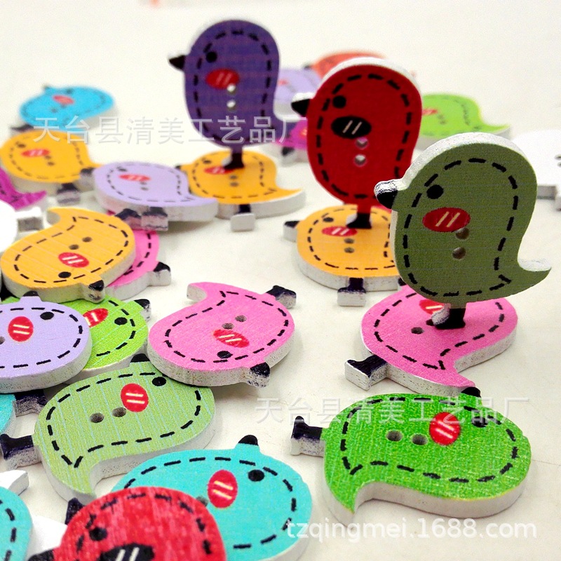 25mm Amazon colorido pollo botones de madera hermosa decoración niños hechos a mano 50 unids por paquete