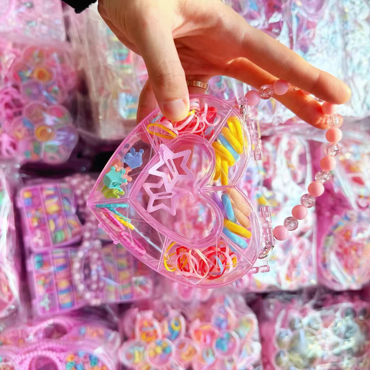 Mini cabeza de princesa en caja, clip de agarre pequeño, clip de flequillo, horquilla rota en la frente, banda elástica para niños, no daña el cabello, anillo del pulgar al por mayor image 66