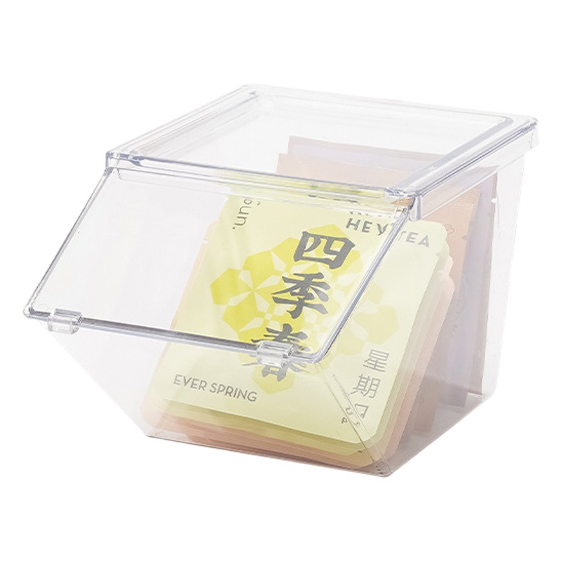 Flip-Top Dust-Proof Tea Capsule Coffee Office Pantry Organizer Desktop Cosmetics Transparent Storage Box Wholesale