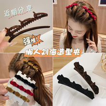2025新款女网红植绒发夹边夹刘海夹编发卡碎发整理前额夹批发批发