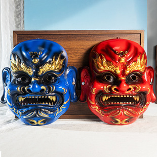 New Halloween Dress-up Wearable Resin Mask Tattoo Shop Decoration Ornaments Chinese Hot Pot Shop Red God of Wealth