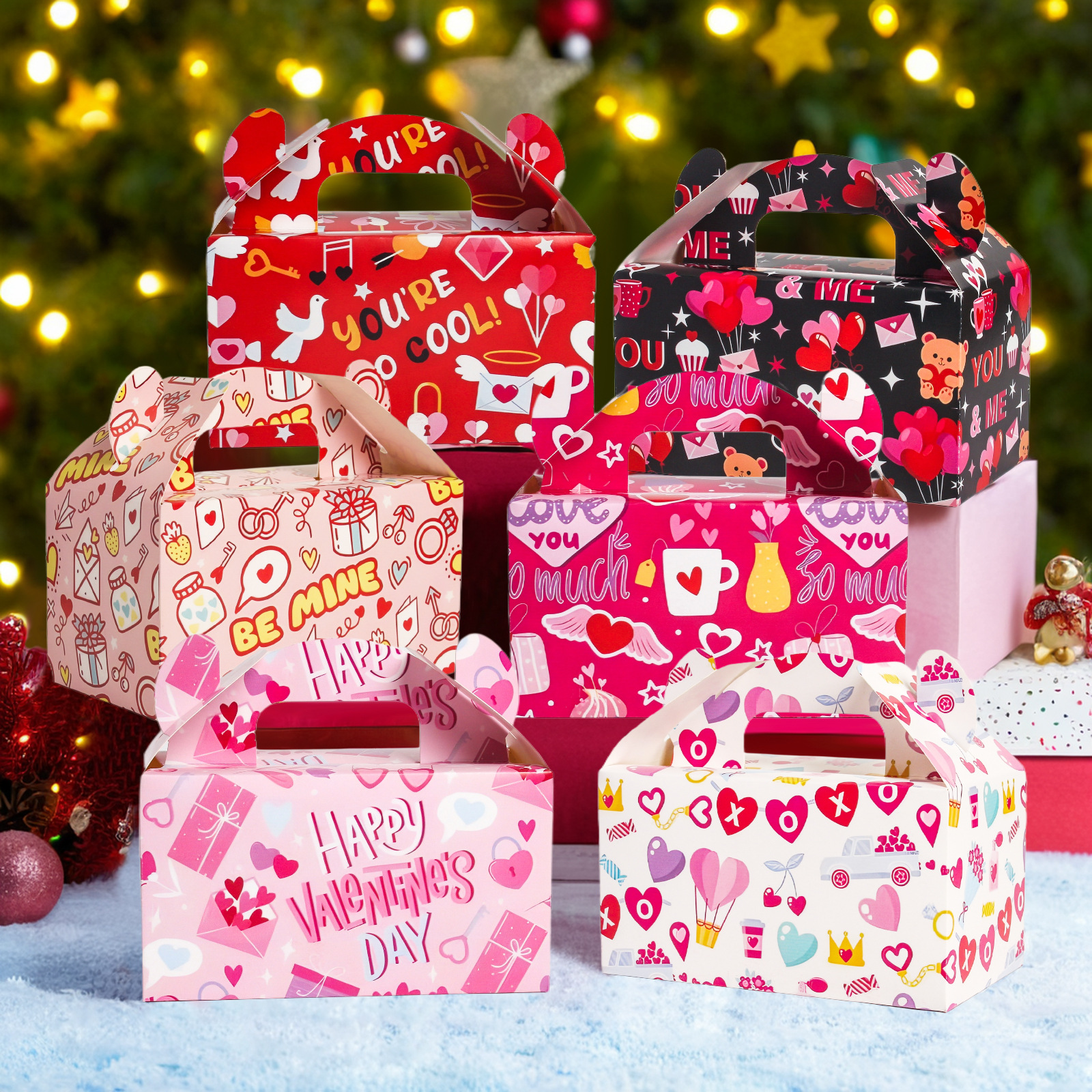 情人节礼盒清新唯美示爱饼干心形派对糖果礼品手提立体盒礼物