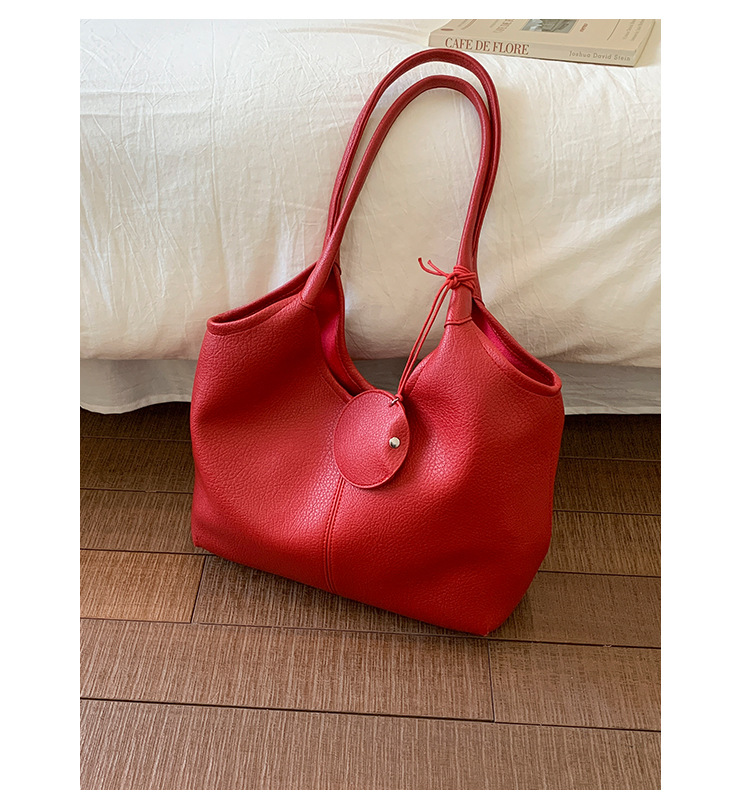 Large-capacity bag for women's summer, 2025 new style fashionable retro shoulder bag, textured tote bag for class and commuting undefined