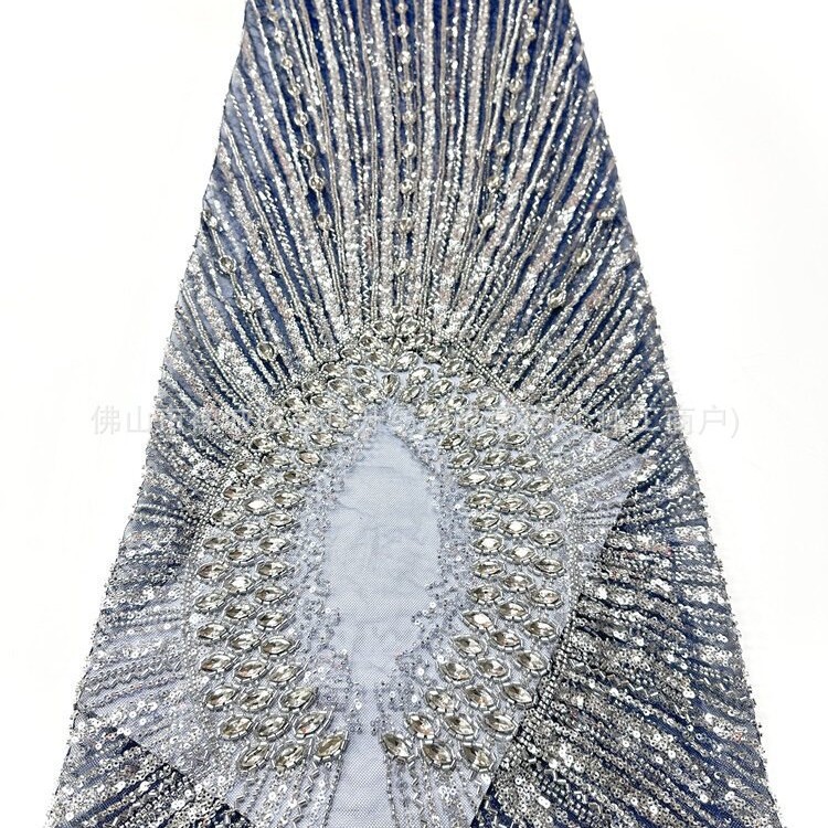 Centro hueco ojo de caballo diamante tela de malla de alta calidad brindis de novia alfombra roja tela de vestido delgada
