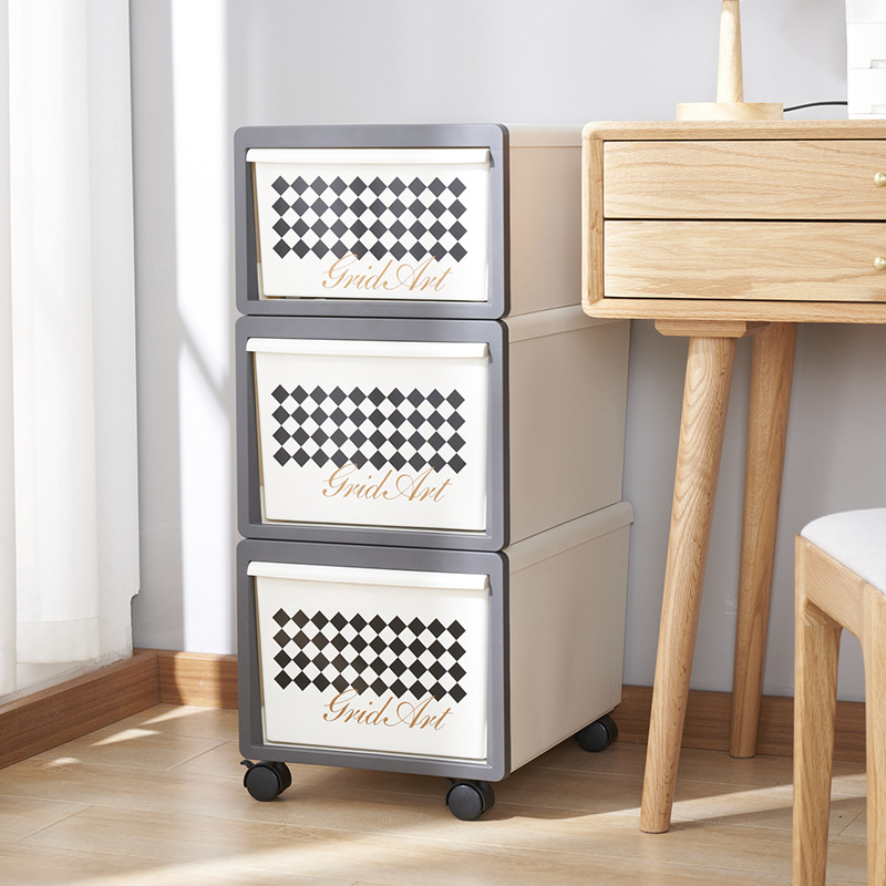 Three-layer Drawer Storage Box Household Movable Printed Wardrobe with Air Blowhole Underwear Storage Box Clothes Storage Cabinet