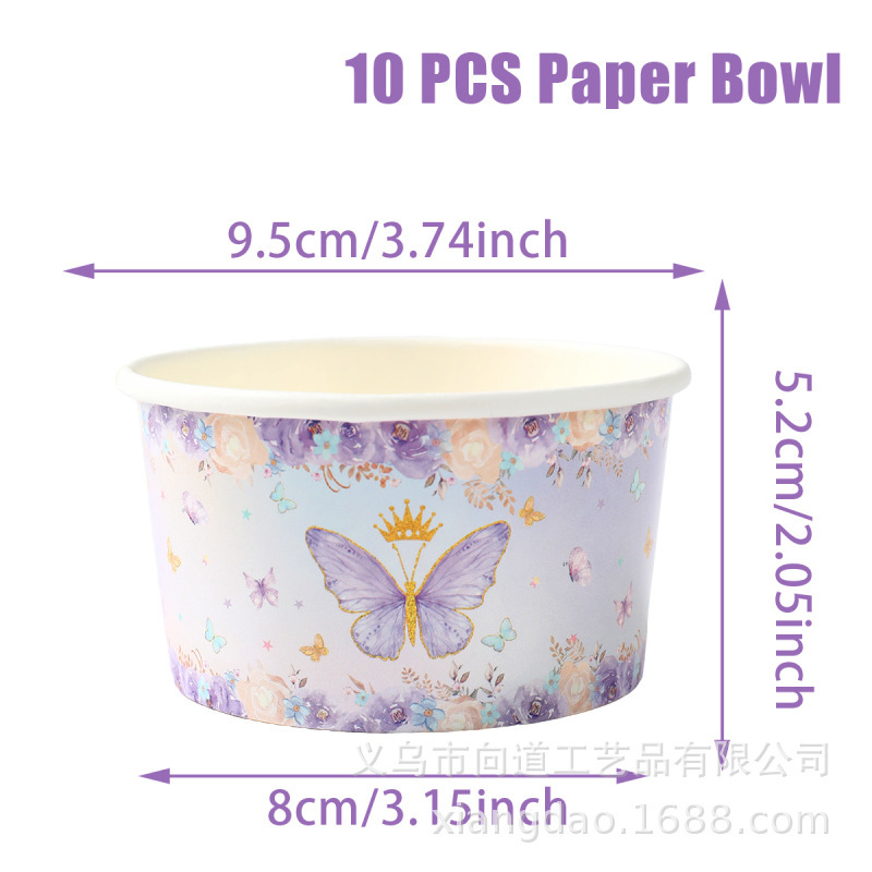 春の茶話会紫蝶使い捨て食器セット誕生日パーティー装飾祝日パーティー紙皿紙コップ|undefined