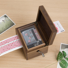 Wholesale Sankyo 20 Tone Wooden Hand-Crank Paper Tape Music Box DIY Composable with Storage and Punching Happy Birthday