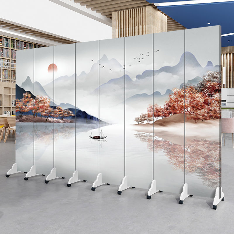 Fábrica directa de pintura de paisaje chino pantalla divisoria sala de estar oficina en el dormitorio plegable móvil simple y moderno